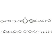 1x Sterling Silver Flat Heart Chain with spring clasp 18"