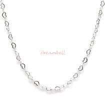 1x Sterling Silver Flat Heart Chain with spring clasp 18"