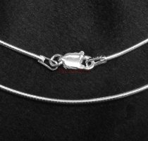 1x Sterling Silver 1mm Round Omega Chain with lobster clasp 16″