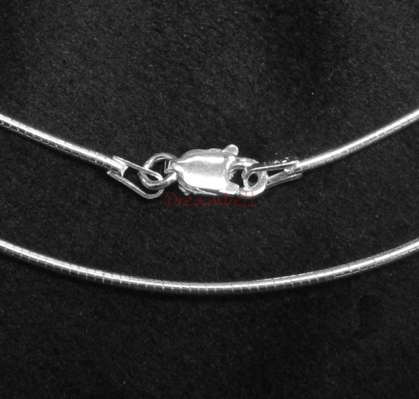 1x Sterling Silver 1mm Round Omega Chain with lobster clasp 16"