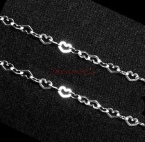 12″ Sterling silver bead 3.6mm Flat Heart link Chain