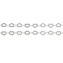 12" Sterling silver bead 3.6mm Flat Heart link Chain