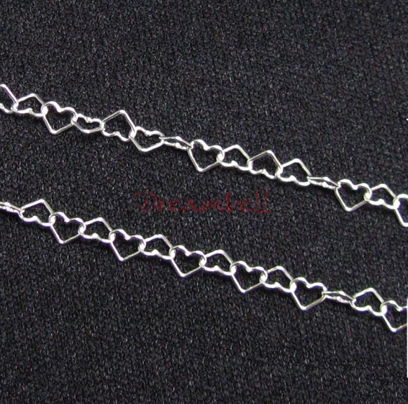 12" Sterling silver bead 3.6mm Heart link Chain 038