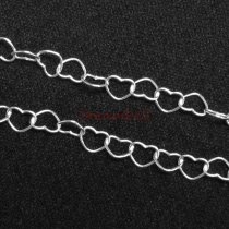 12" Sterling silver bead 5mm Heart link Chain 050