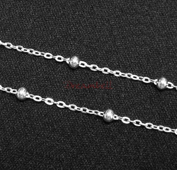 12" Sterling silver bead 3mm BALL Link Chain 035