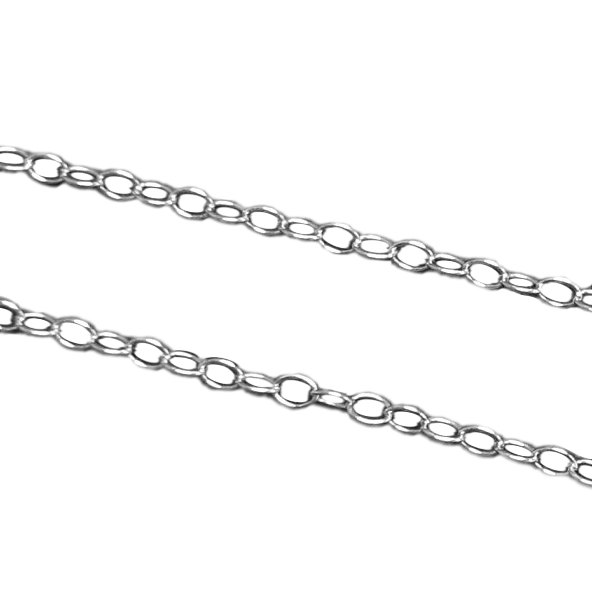 12" Sterling silver bead 1512 OVAL RING Cable Link Chain