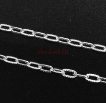 12″ Sterling silver bead 3.6mm STRIPED OVAL RING Link CABLE Chain