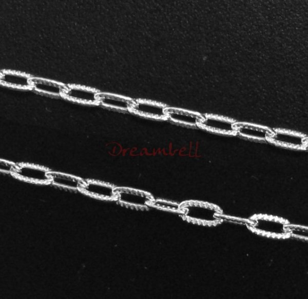 12" Sterling silver bead 3.6mm STRIPED OVAL RING Link CABLE Chain