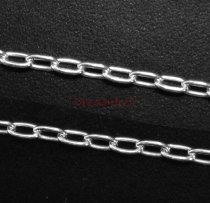 12″ Sterling silver bead 3.5mm LONG OVAL RING Link CABLE Chain 050