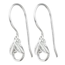 2x 925 Sterling Silver Flower Leaf Ear Wire Earring Hook Earwires