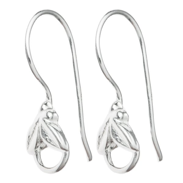 2x 925 Sterling Silver Flower Leaf Ear Wire Earring Hook Earwires