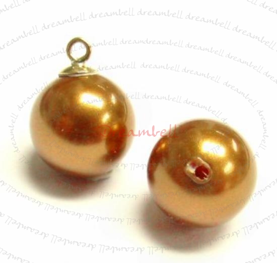 4x Swarovski crystal 5818 Copper Pearl ROUND half drilled 6mm