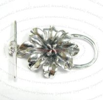 1x Sterling silver Garden Flower Toggle Clasp Bead 40mm