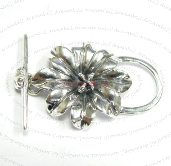 1x Sterling silver Garden Flower Toggle Clasp Bead 40mm