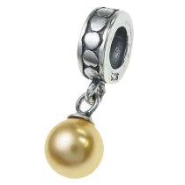 Sterling Silver Swarovski Gold Pearl Pendant Bead for European Charm Bracelets