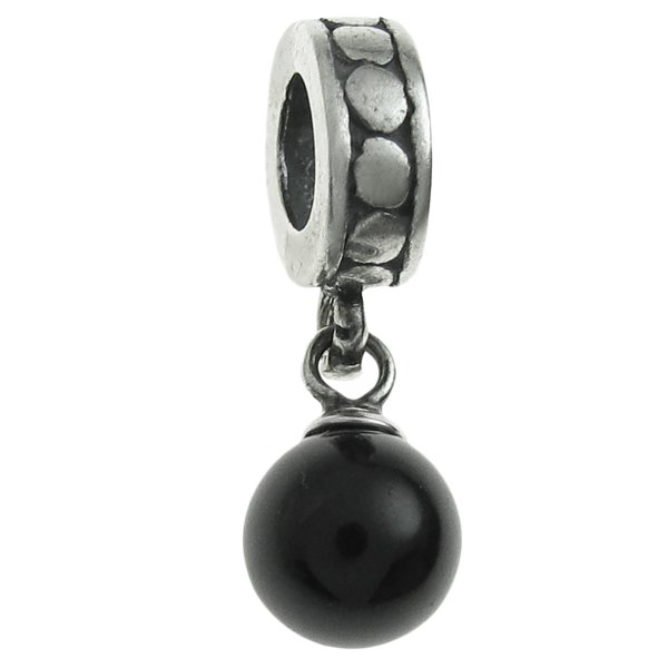 Sterling Silver Swarovski Mystic Black Pearl Pendant Bead for European Charm Bracelets