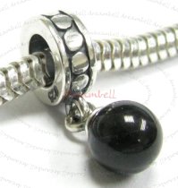 Sterling Silver Swarovski Mystic Black Pearl Pendant Bead for European Charm Bracelets