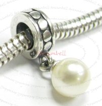Sterling Silver Swarovski Creamrose Light Pearl Pendant Bead for European Charm Bracelets