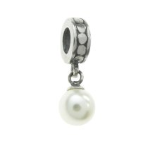 Sterling Silver Swarovski White Pearl Pendant Bead for European Charm Bracelets