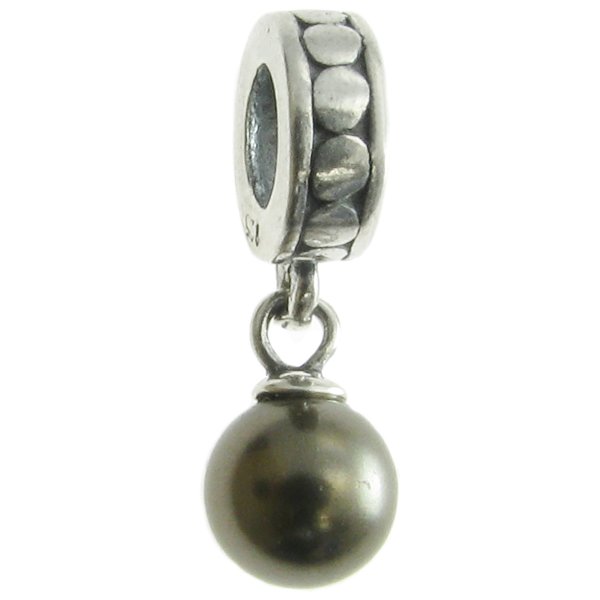 Sterling Silver Swarovski Brown Pearl Pendant Bead for European Charm Bracelets
