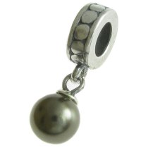 Sterling Silver Swarovski Brown Pearl Pendant Bead for European Charm Bracelets