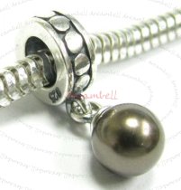 Sterling Silver Swarovski Brown Pearl Pendant Bead for European Charm Bracelets