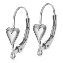 2x Sterling Silver HEART Ear wire Leverback earwires Lever back with open ring