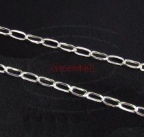 12″ Sterling silver bead 4.3mm FLAT DC OVAL RING Link CABLE Chain