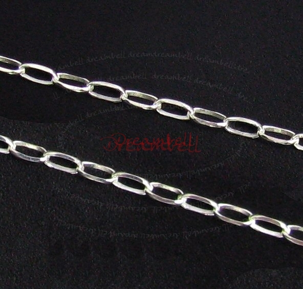 12" Sterling silver bead 4.3mm FLAT DC OVAL RING Link CABLE Chain