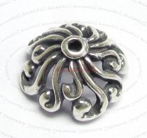 2x STERLING SILVER Round FLOWER Filigree Bead cap 9mm