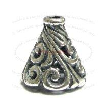 2x STERLING SILVER FLOWER Filigree Bead Cone cap 10mm