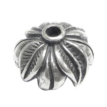 2x STERLING SILVER Round LEAF FLOWER Bead cap 10mm