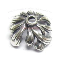 2x STERLING SILVER LEAF FLOWER Bead cap 11mm