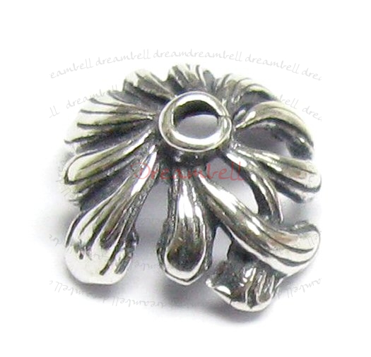 2x STERLING SILVER LEAF FLOWER Bead cap 11mm