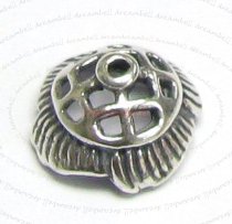 2x STERLING SILVER Round FLOWER Bead cap 9mm