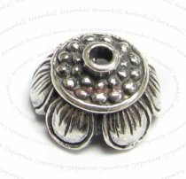 2x STERLING SILVER Round FLOWER Bead cap 9.7mm