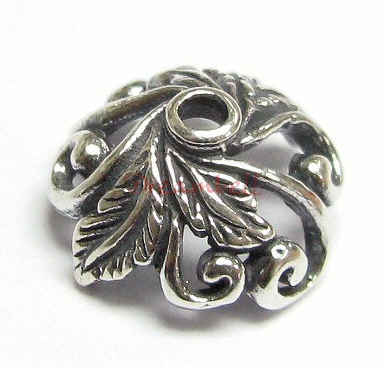 2x STERLING SILVER LEAF FLOWER Filigree Bead cap 10.5mm