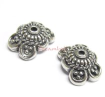 2x Sterling Silver Flower Lentil Bead Cap 11mm x 8.6mm