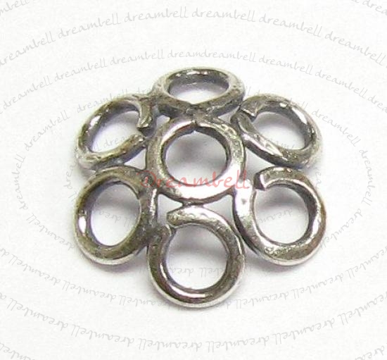 4x STERLING SILVER Round FLOWER Filigree Bead cap 9mm