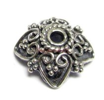 2x Bali STERLING SILVER FLOWER HEART Bead cap 12mm