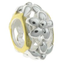 14K Gold Plated 925 Sterling Silver FLOWER BEAD for European Charm Bracelets 10mm
