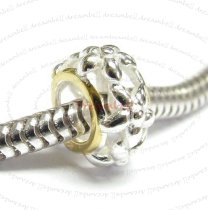 14K Gold Plated 925 Sterling Silver FLOWER BEAD for European Charm Bracelets 10mm