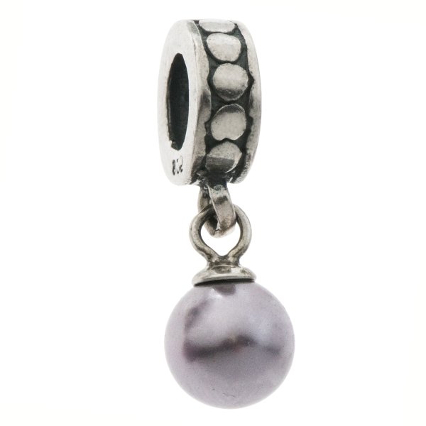 Sterling Silver Swarovski Mauve Pearl Pendant Bead for European Charm Bracelets