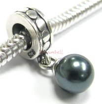 Sterling Silver Swarovski Tahitian-Look Pearl Pendant Bead for European Charm Bracelets