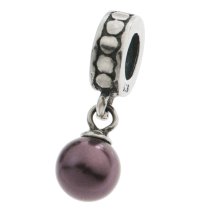 Sterling Silver Swarovski Burgundy Pearl Pendant Bead for European Charm Bracelets
