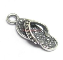 1x Bali Sterling Silver Flip Flop Slipper Dangle Charm Pendant