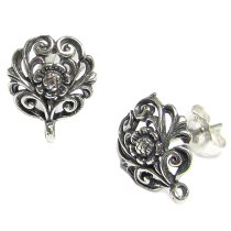 2x Bali Antique 925 Sterling Silver Flower Stud Earrings Loop Post