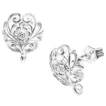 2 x 925 Sterling Silver Flower Stud Earrings Loop Post