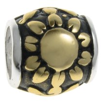 14k Gold Plated 925 Sterling Silver The Sun for European Charm Bracelets Tube Bead