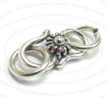 2x Bali Sterling Silver S SUNFLOWER Hook Clasp 11mm Jump ring 5mm